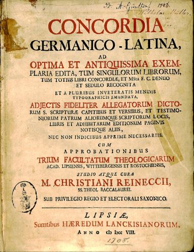 Concordia Germanico-Latina title page, BX 8068 .A15 1708